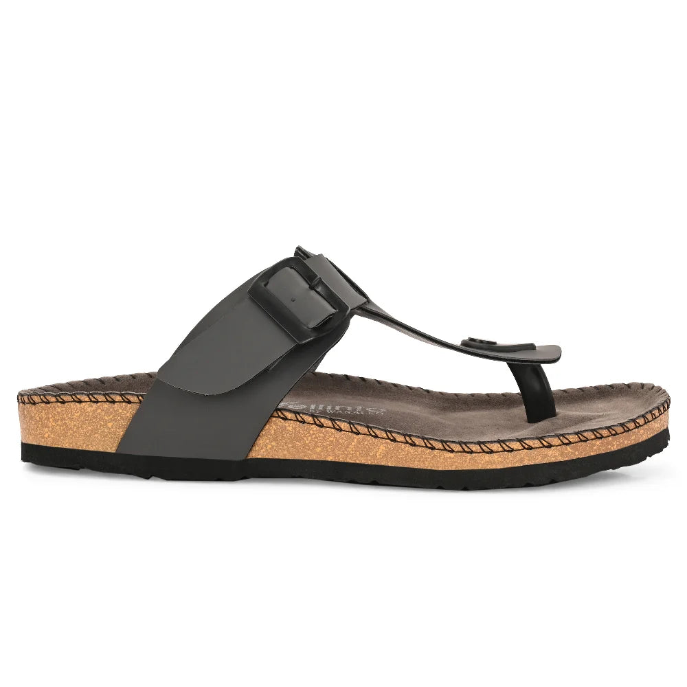 Vellinto CARBATINA T-Strap Thong Sandal ll Men’s Leather Toe-Post Sandals with Buckle, Arch Support, Slip-On Comfort For Men