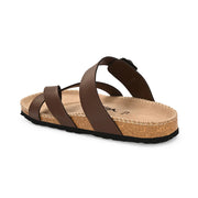 Vellinto NEBU Cross Toe Strap Berkin-Style Sandal ll Synthetic Leather Cork Sandals with Adjustable Buckle Straps For Men