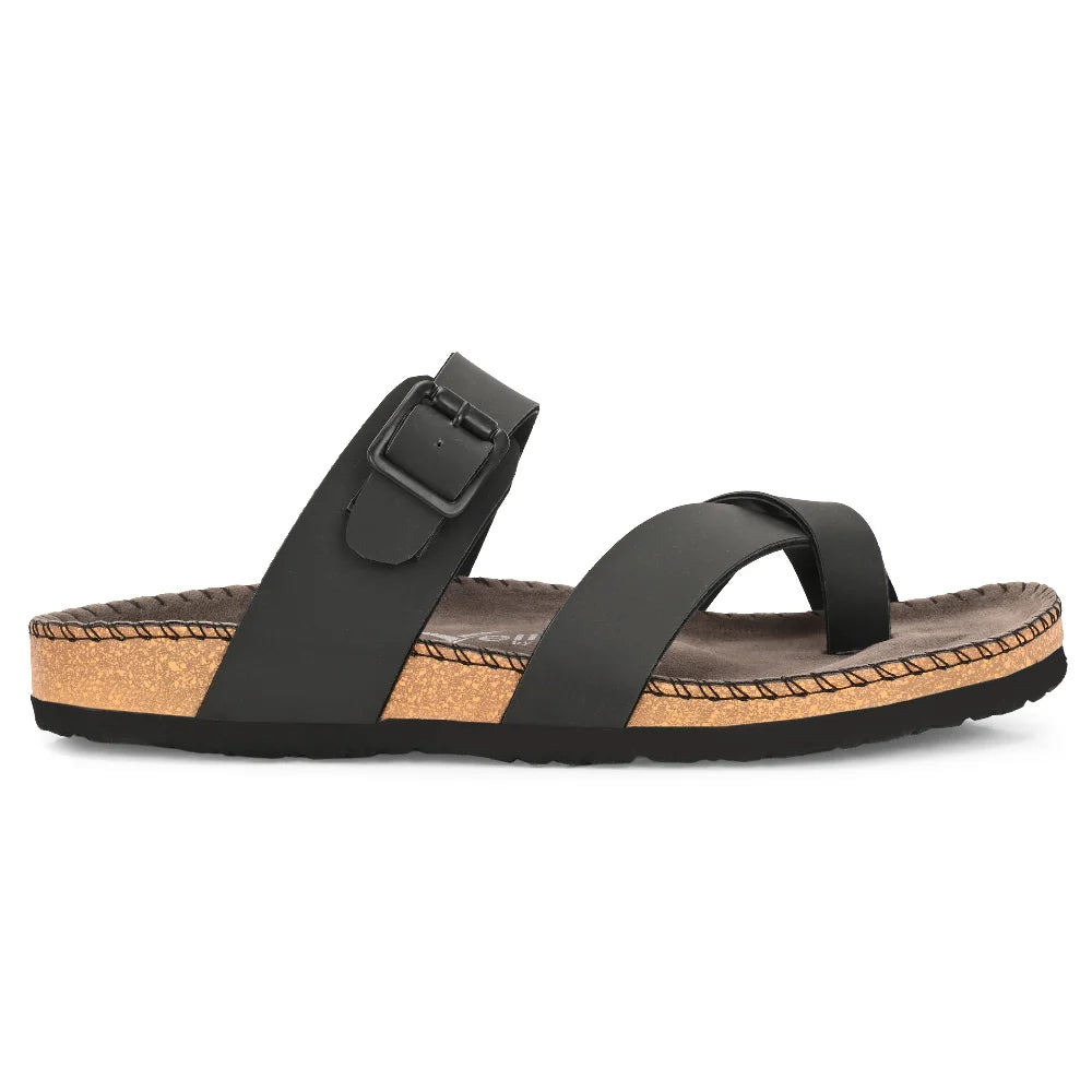 Vellinto NEBU Cross Toe Strap Berkin-Style Sandal ll Synthetic Leather Cork Sandals with Adjustable Buckle Straps For Men