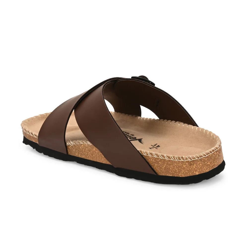 Vellinto NESU Cross Strap Sandal ll Synthetic Leather Cork Sandals with Adjustable Buckle Straps For Men