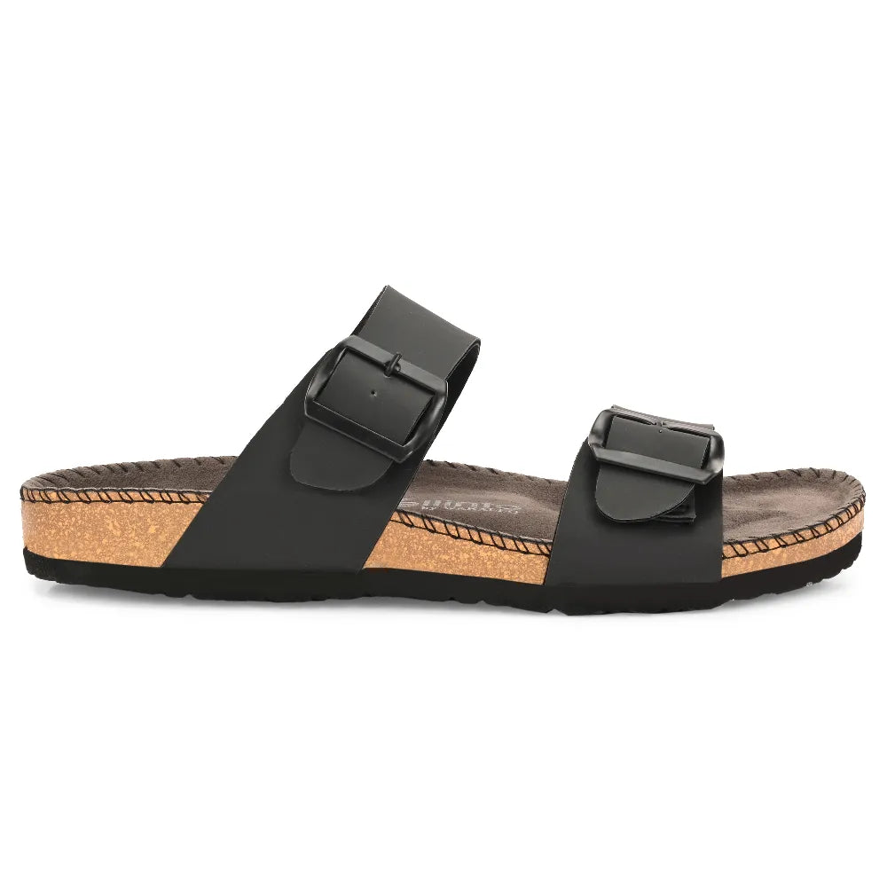 Vellinto AMMON Double Strap Unisex Synthetic Leather Sandal with Cork Footbed, Toe Loop, Buckle Strap for Comfort and Style For Men