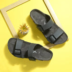 Vellinto AMMON Double Strap Unisex Synthetic Leather Sandal with Cork Footbed, Toe Loop, Buckle Strap for Comfort and Style For Men