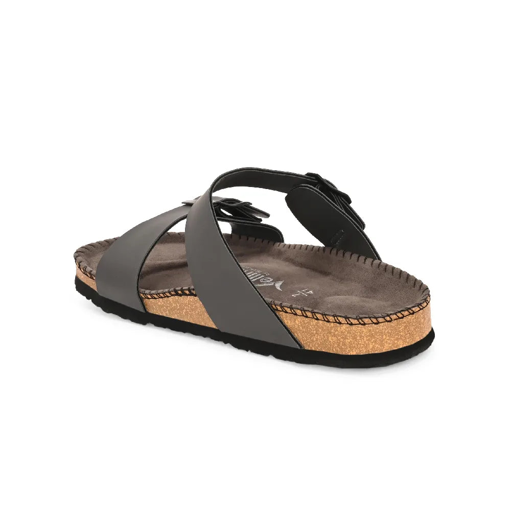 Vellinto AMMON Double Strap Unisex Synthetic Leather Sandal with Cork Footbed, Toe Loop, Buckle Strap for Comfort and Style For Men