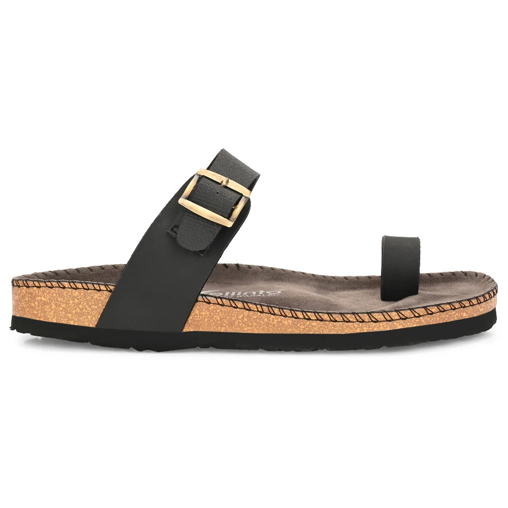 Vellinto LUXOR Sandal Open Toe Sandals ll Birken- Style Leather Cork Sandals with Adjustable Buckle Straps For Men