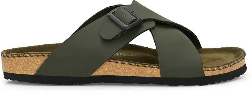 Vellinto NESU Cross Strap Sandal ll Synthetic Leather Cork Sandals with Adjustable Buckle Straps For Men