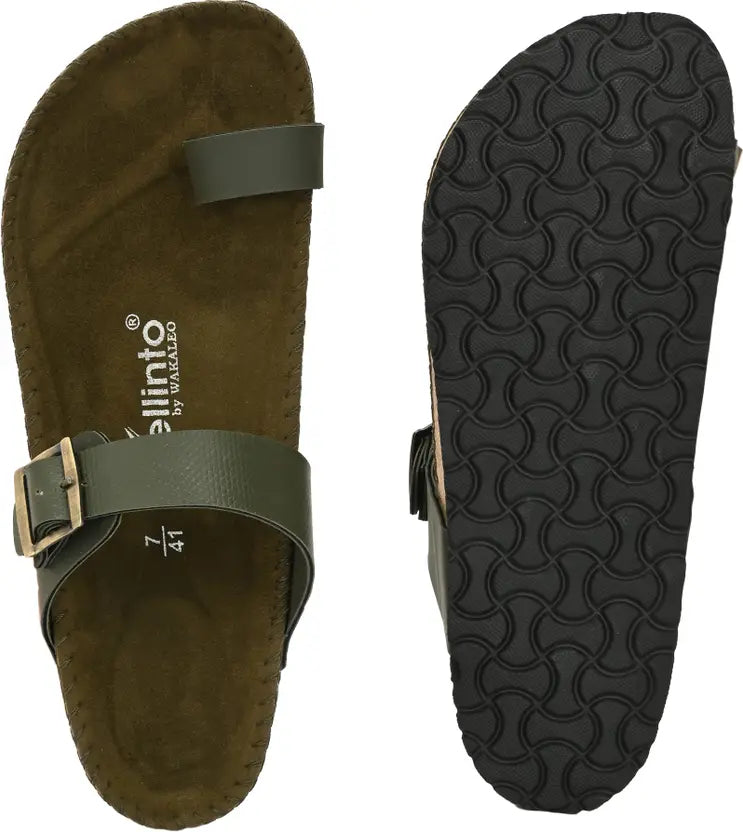 Vellinto LUXOR Sandal Open Toe Sandals ll Birken- Style Leather Cork Sandals with Adjustable Buckle Straps For Men