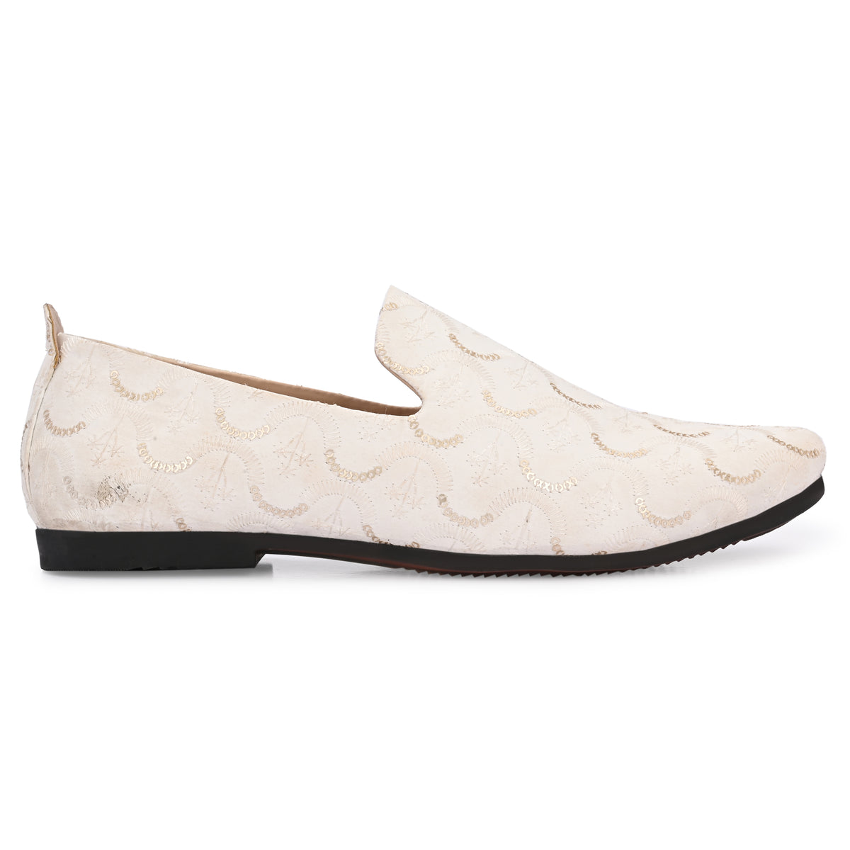 Vellinto ZEWAR Men's White Embroidered Slip-On Ethnic Party Wear Wedding Shoes Espadrilles For Men
