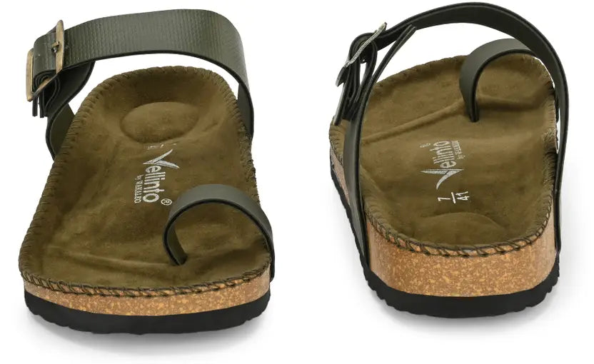 Vellinto LUXOR Sandal Open Toe Sandals ll Birken- Style Leather Cork Sandals with Adjustable Buckle Straps For Men