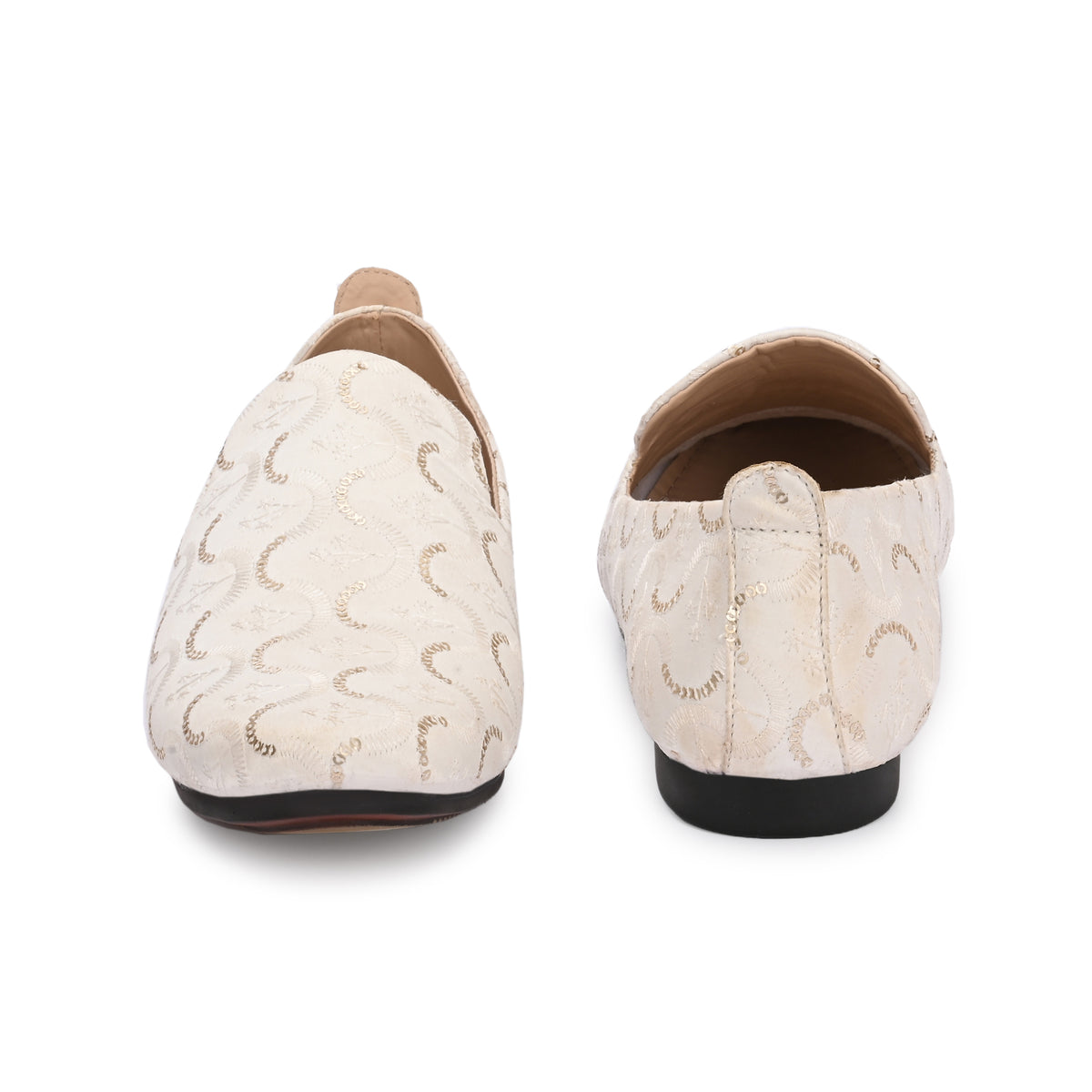 Vellinto ZEWAR Men's White Embroidered Slip-On Ethnic Party Wear Wedding Shoes Espadrilles For Men