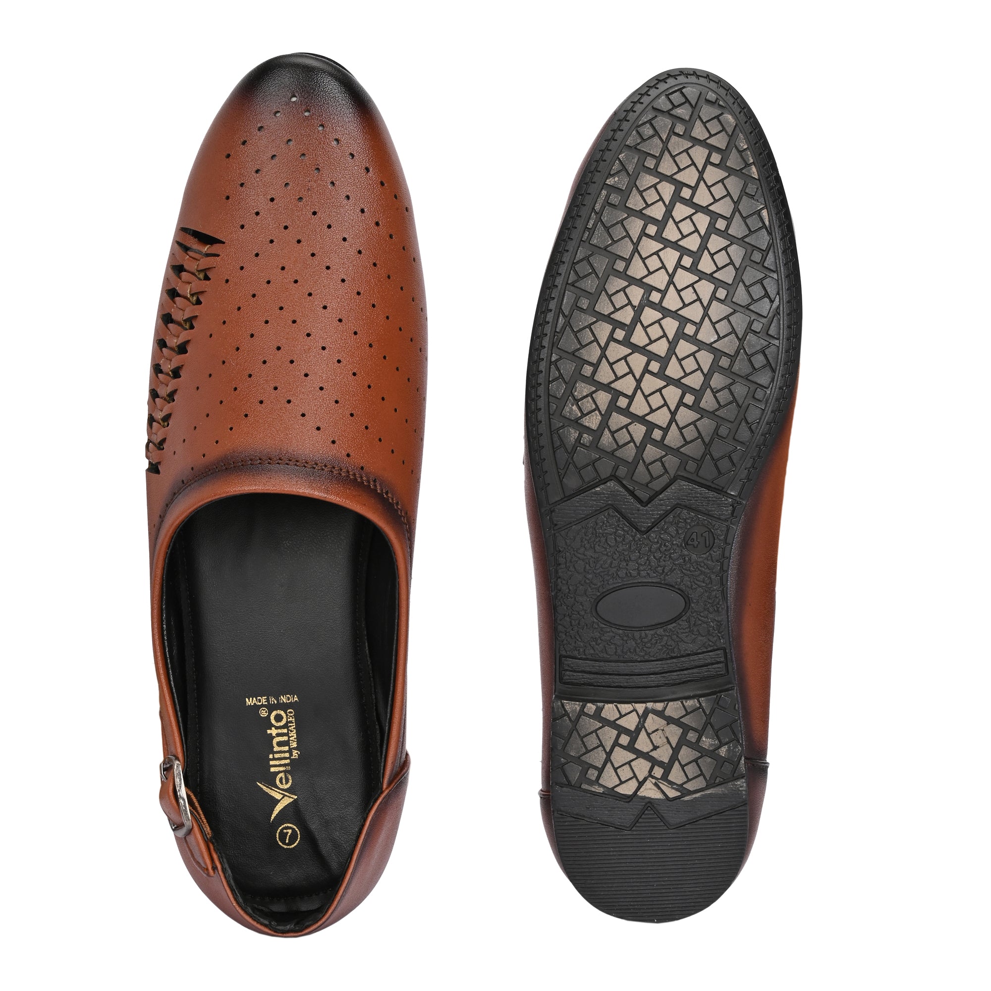 Vellinto Vellinto SHAHZAD Perforated Synthetic Leather Loafers with Stylish Buckle Detail Party Wear For Men