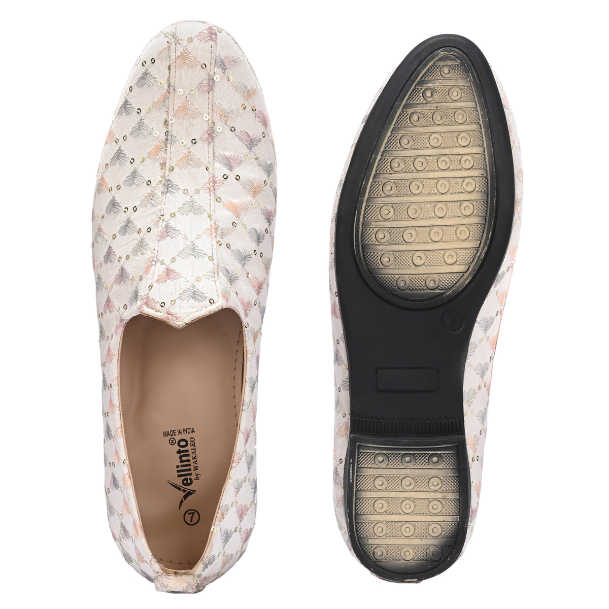 Vellinto PHULKARI Party Wear Royal Look Mojaris Juttis Slip On For Men Espadrilles For Men