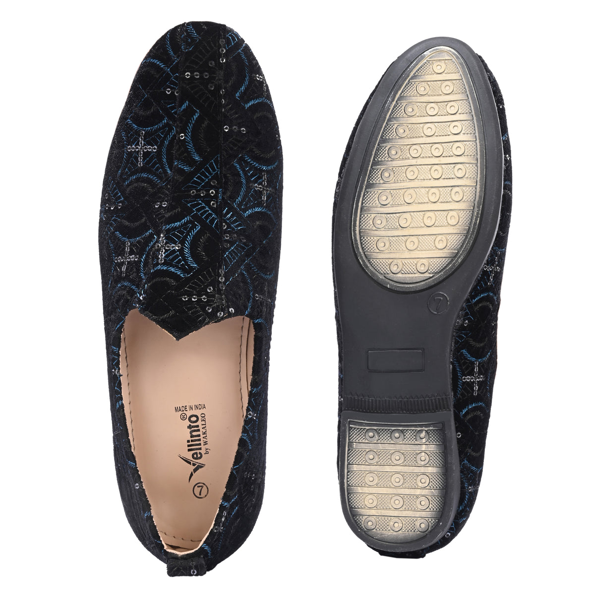Vellinto MIDNIGHT BLOOM Party Wear Royal Look Mojaris Juttis Slip On For Men Espadrilles For Men