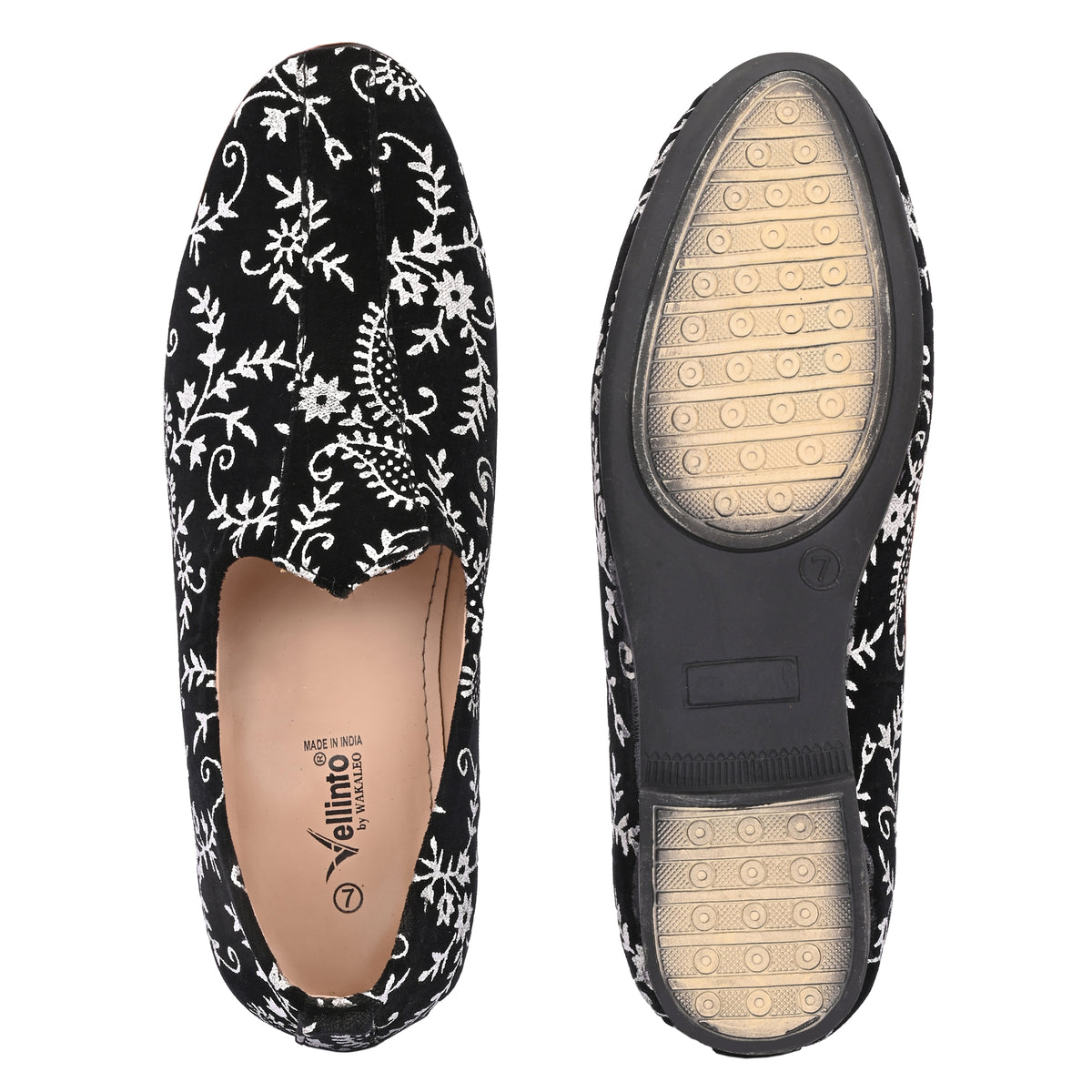 Vellinto Vellinto PHULKARI Party Wear Royal Look Mojaris Juttis Slip On For Men Espadrilles For Men