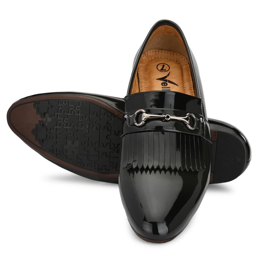 Vellinto LUMONIOUS Party Wear Royal Look Formal Slip On For Men ll Men's Dress Patent Leather Shoes ll Men's Patent Leather Stylish Slip-On Corporate Casuals