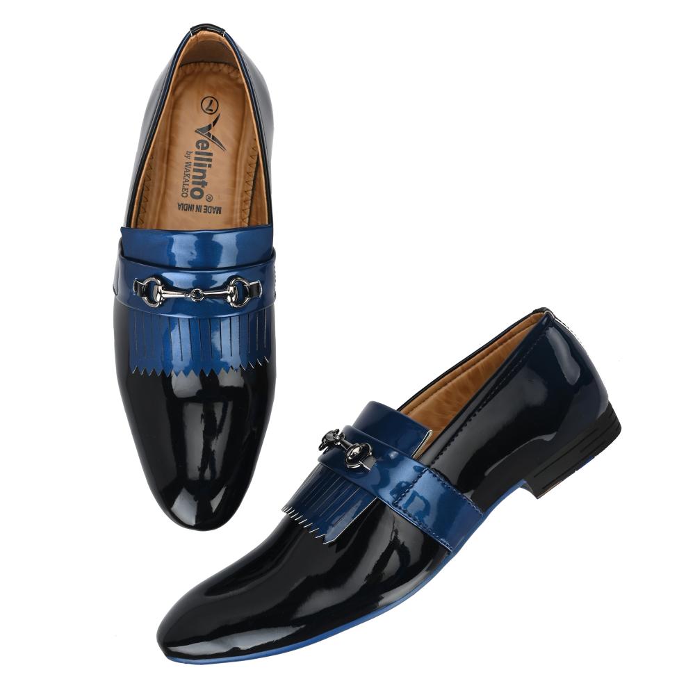 Vellinto LUMONIOUS Party Wear Royal Look Formal Slip On For Men ll Men's Dress Patent Leather Shoes ll Men's Patent Leather Stylish Slip-On Corporate Casuals