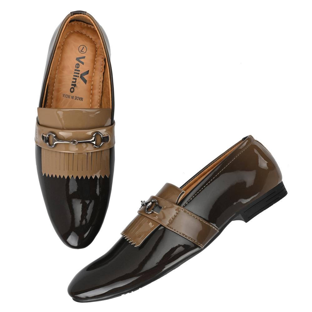 Vellinto LUMONIOUS Party Wear Royal Look Formal Slip On For Men ll Men's Dress Patent Leather Shoes ll Men's Patent Leather Stylish Slip-On Corporate Casuals