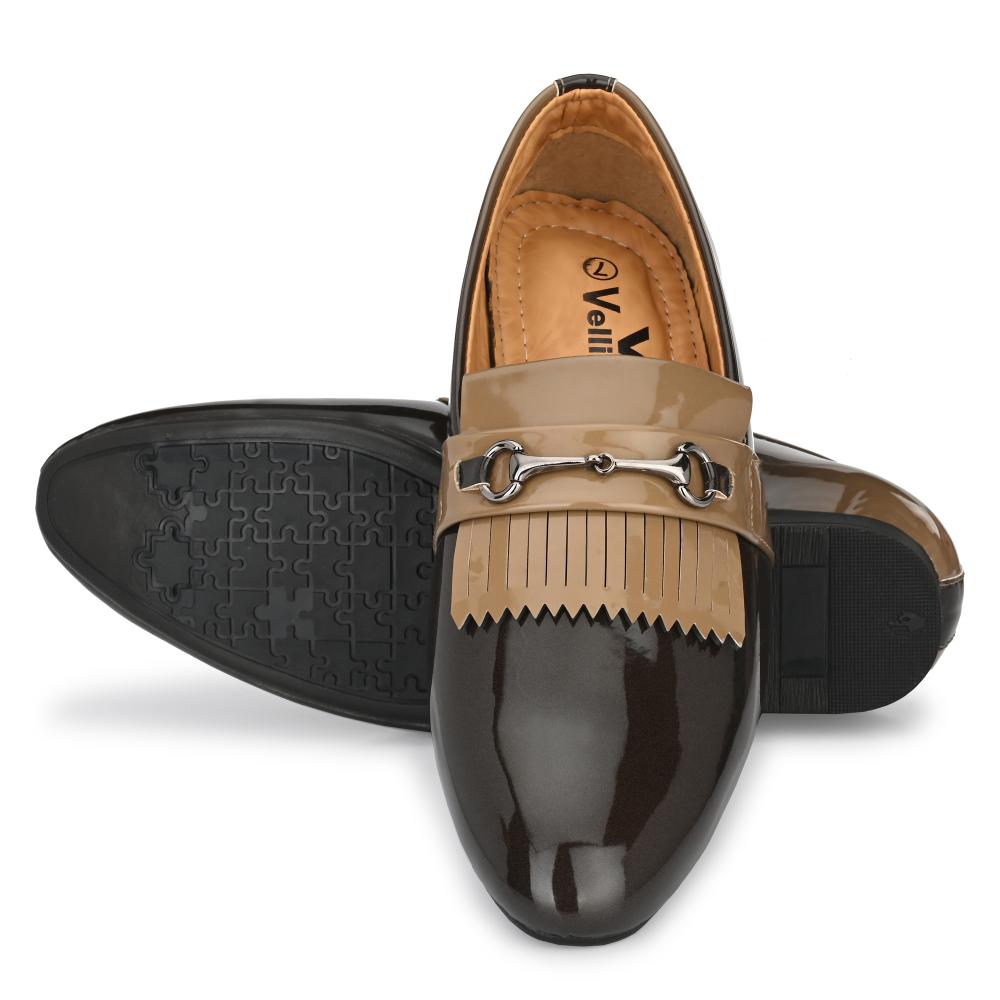 Vellinto LUMONIOUS Party Wear Royal Look Formal Slip On For Men ll Men's Dress Patent Leather Shoes ll Men's Patent Leather Stylish Slip-On Corporate Casuals