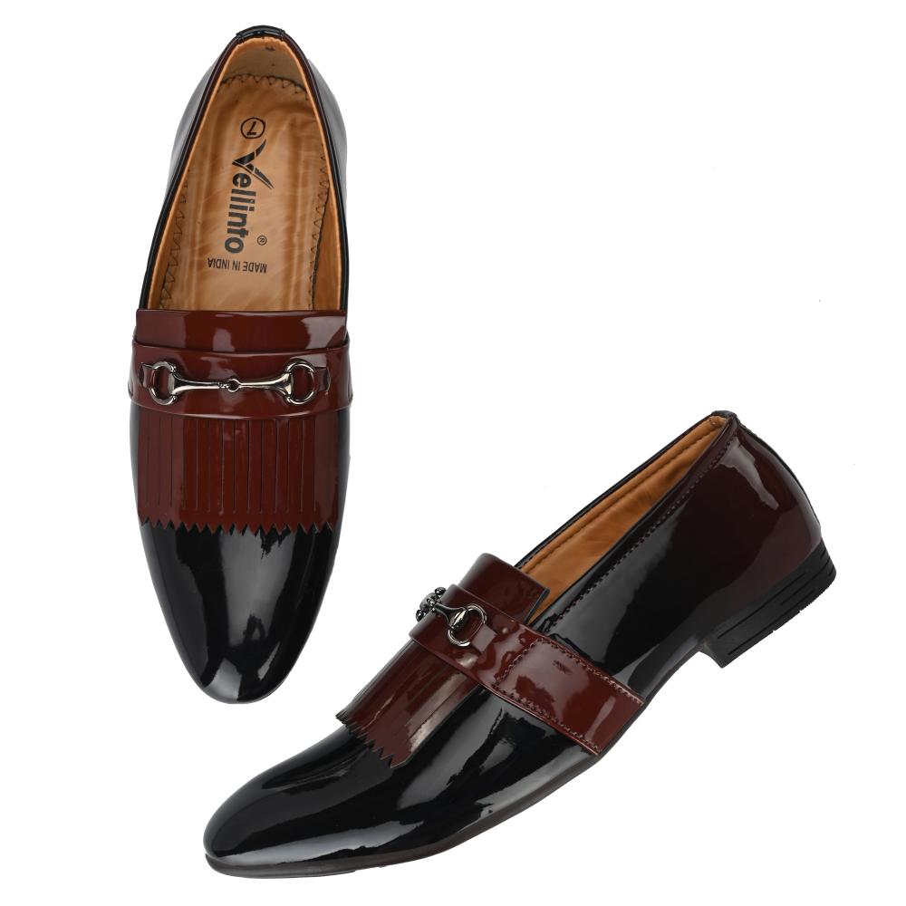 Vellinto LUMONIOUS Party Wear Royal Look Formal Slip On For Men ll Men's Dress Patent Leather Shoes ll Men's Patent Leather Stylish Slip-On Corporate Casuals