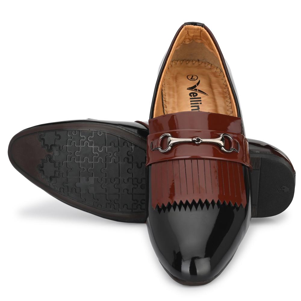 Vellinto LUMONIOUS Party Wear Royal Look Formal Slip On For Men ll Men's Dress Patent Leather Shoes ll Men's Patent Leather Stylish Slip-On Corporate Casuals