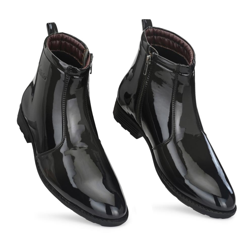 Vellinto IMPERIAL Party Wear Shoes For Men ll Casual Shoes For Men ll Latest Patent Leather Zip/Chain Boots for Men