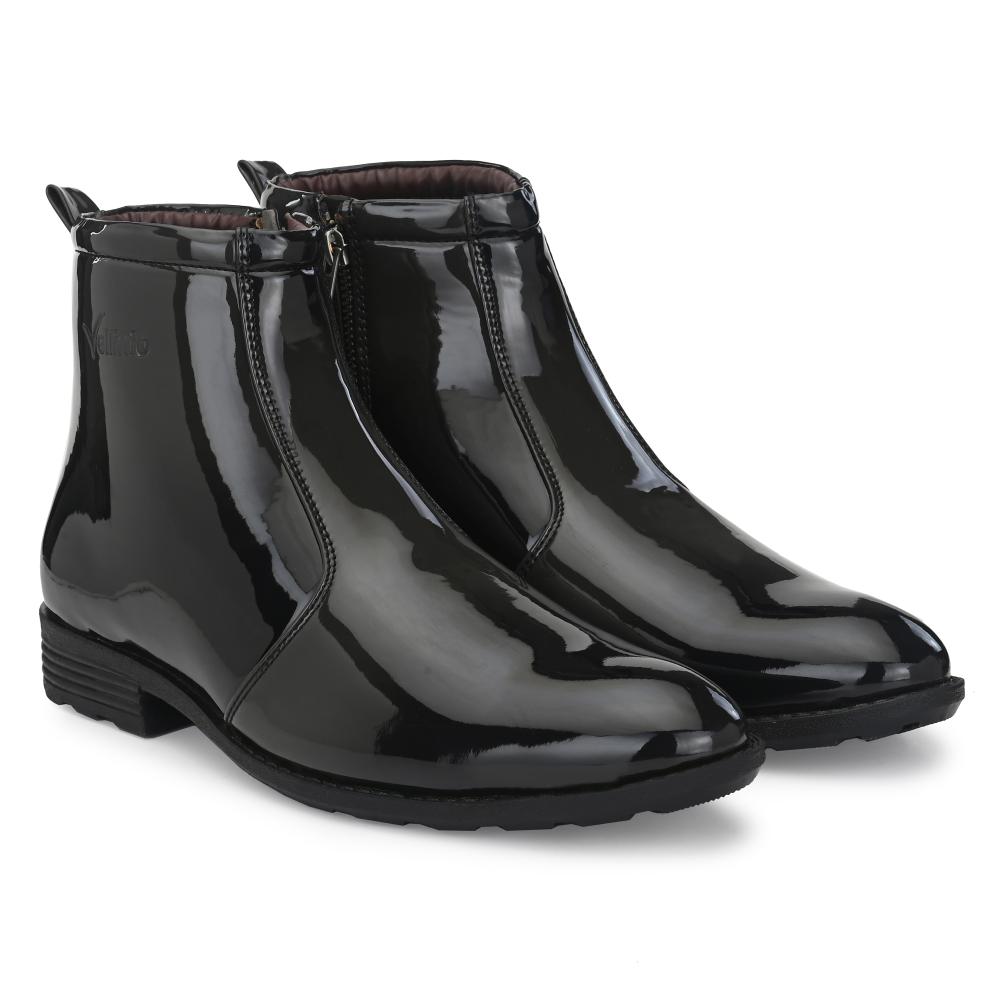 Vellinto IMPERIAL Party Wear Shoes For Men ll Casual Shoes For Men ll Latest Patent Leather Zip/Chain Boots for Men
