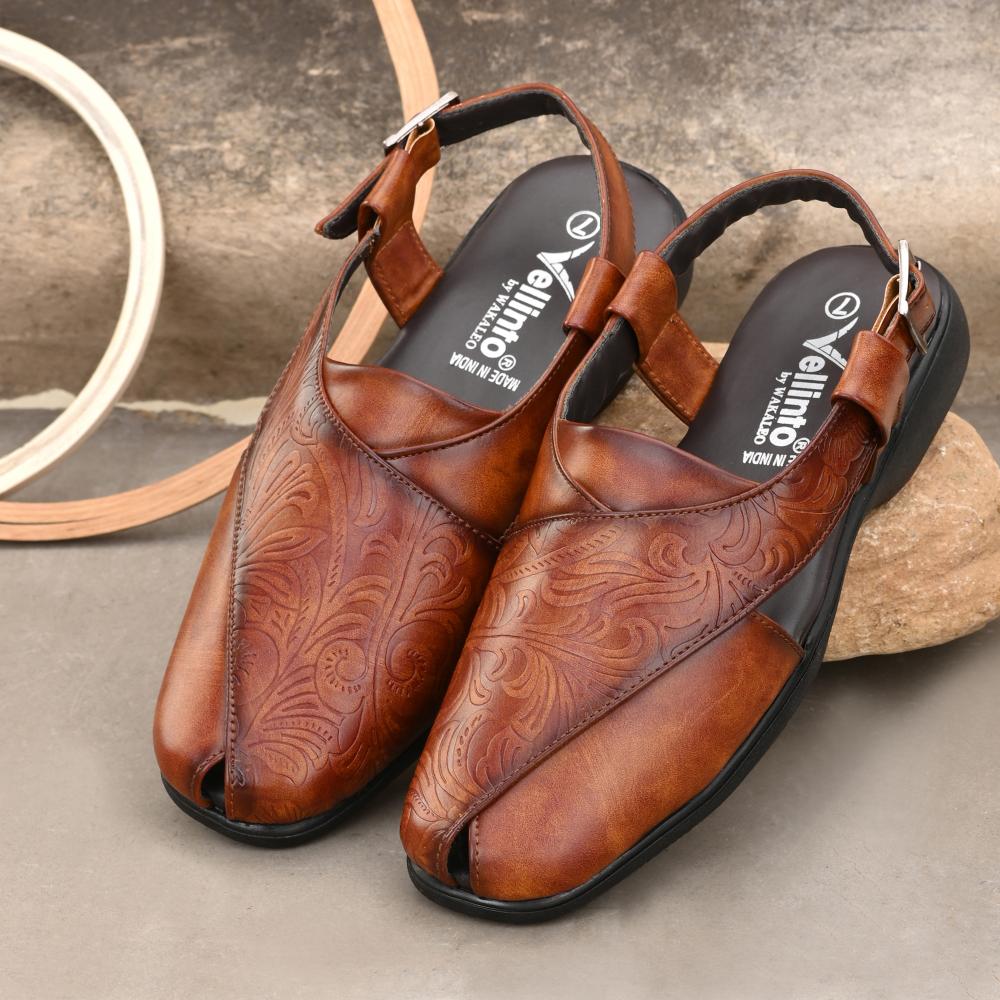 Vellinto VICTOR Ethnic Sandals For Men ll Casaul Sandals For Men ll Peshawari Sandals For Men