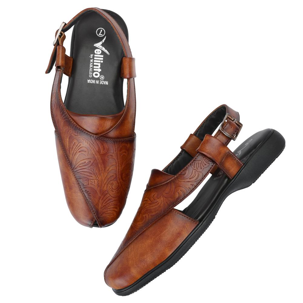 Vellinto VICTOR Ethnic Sandals For Men ll Casaul Sandals For Men ll Peshawari Sandals For Men