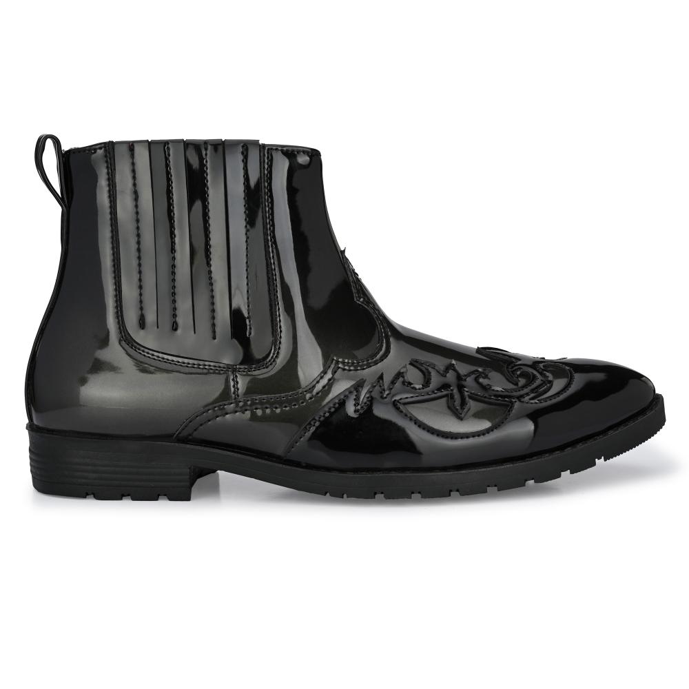 Vellinto THE TAJ Men Boots ll Casual Shoes For Men ll Latest Patent Leather Boots for Men