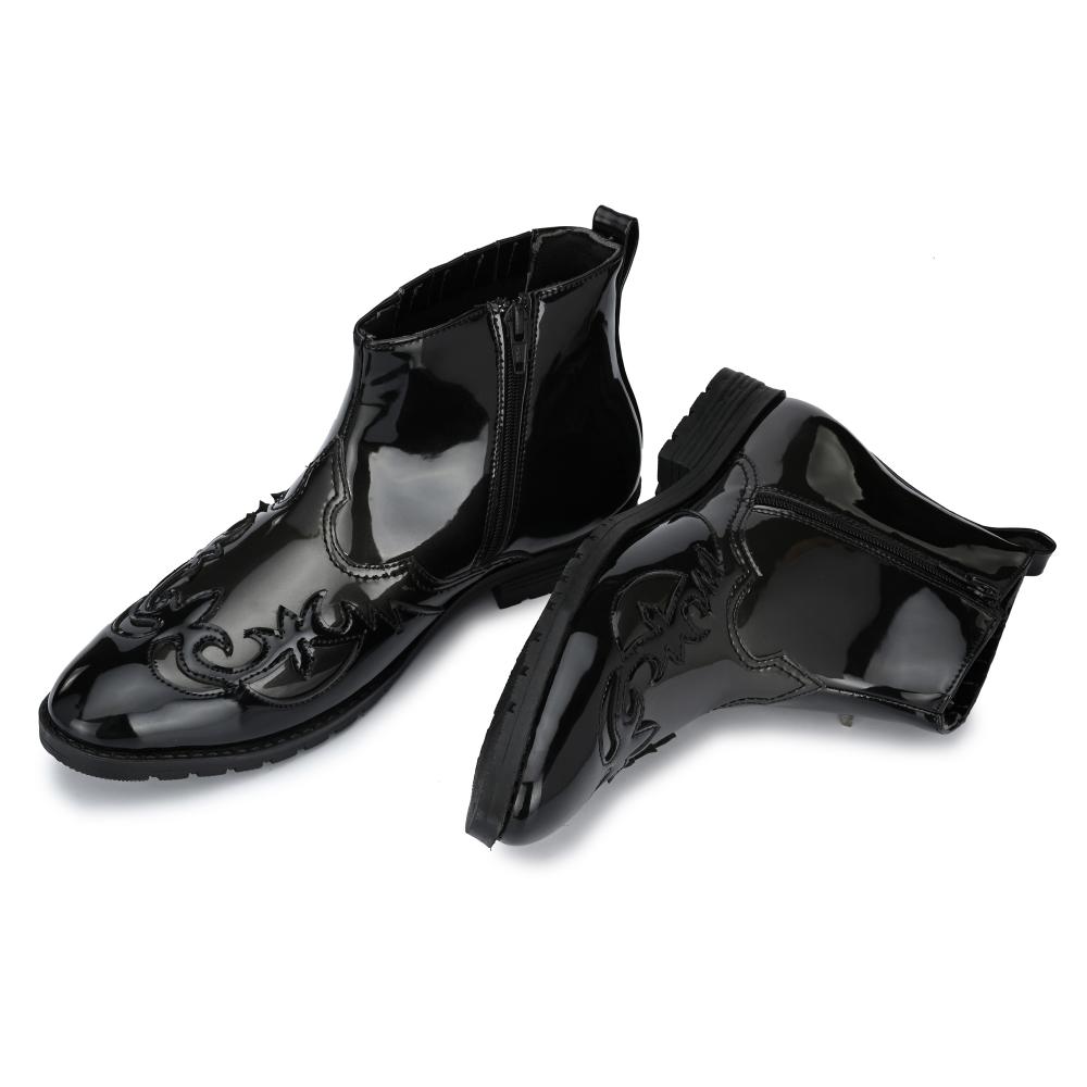 Vellinto THE TAJ Men Boots ll Casual Shoes For Men ll Latest Patent Leather Boots for Men
