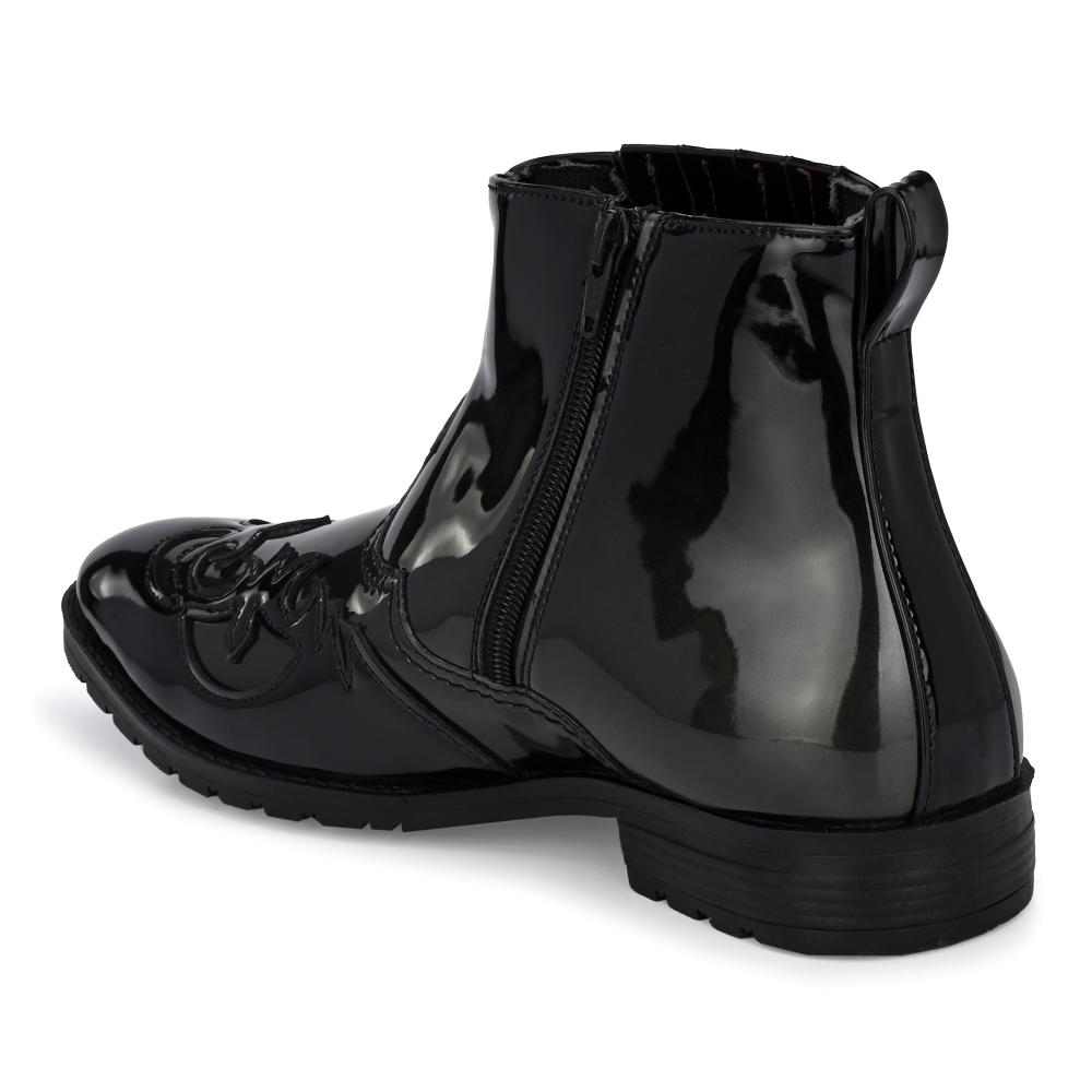 Vellinto THE TAJ Men Boots ll Casual Shoes For Men ll Latest Patent Leather Boots for Men