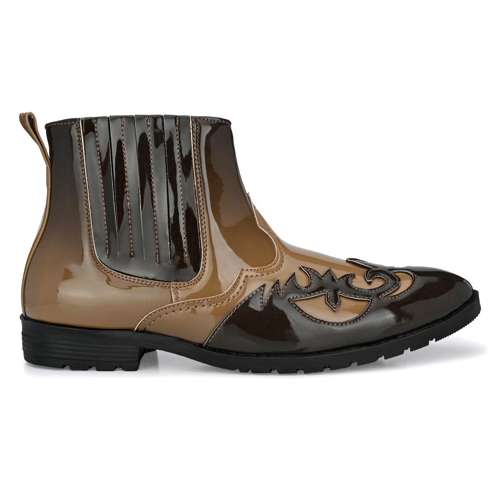 Vellinto THE TAJ Men Boots ll Casual Shoes For Men ll Latest Patent Leather Boots for Men
