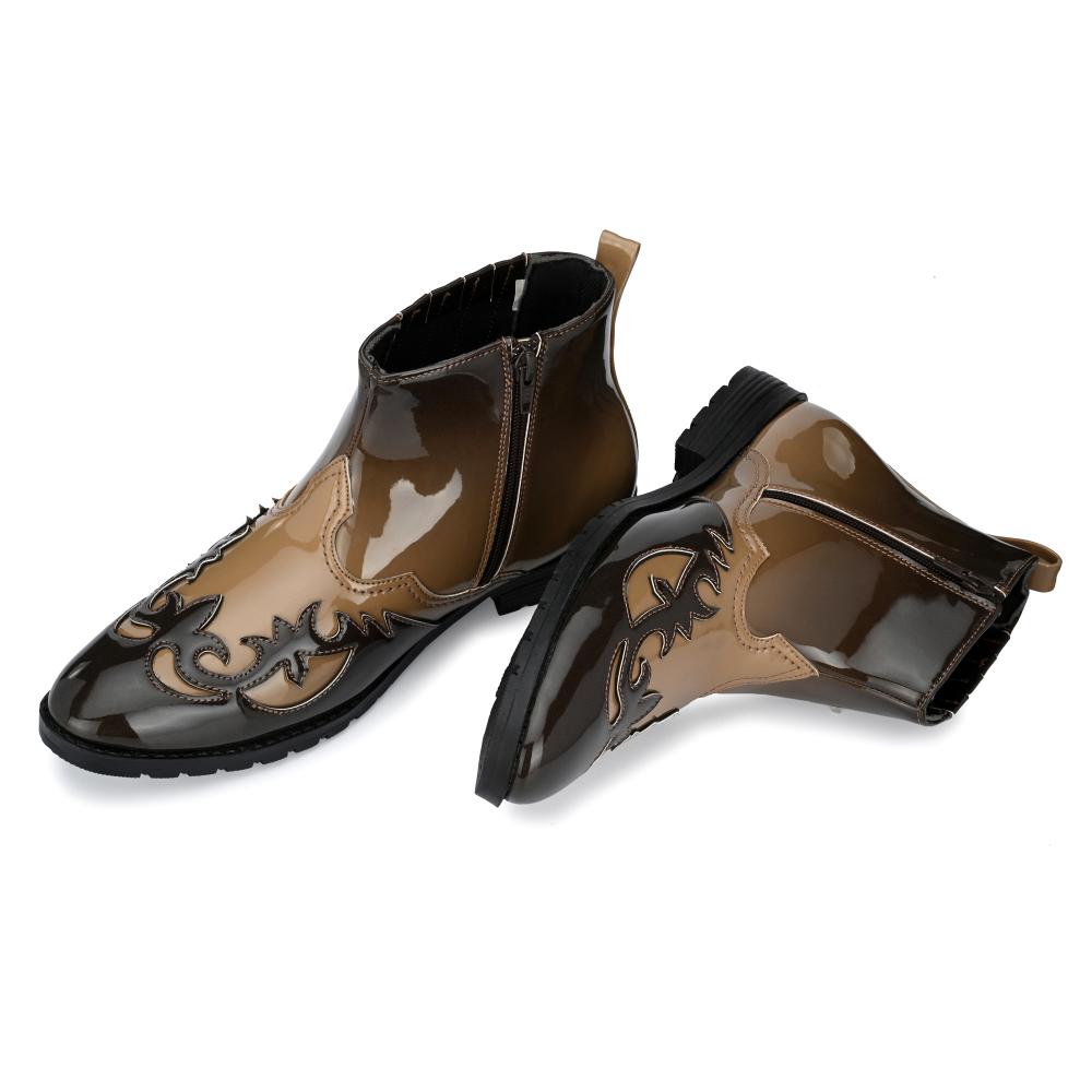 Vellinto THE TAJ Men Boots ll Casual Shoes For Men ll Latest Patent Leather Boots for Men