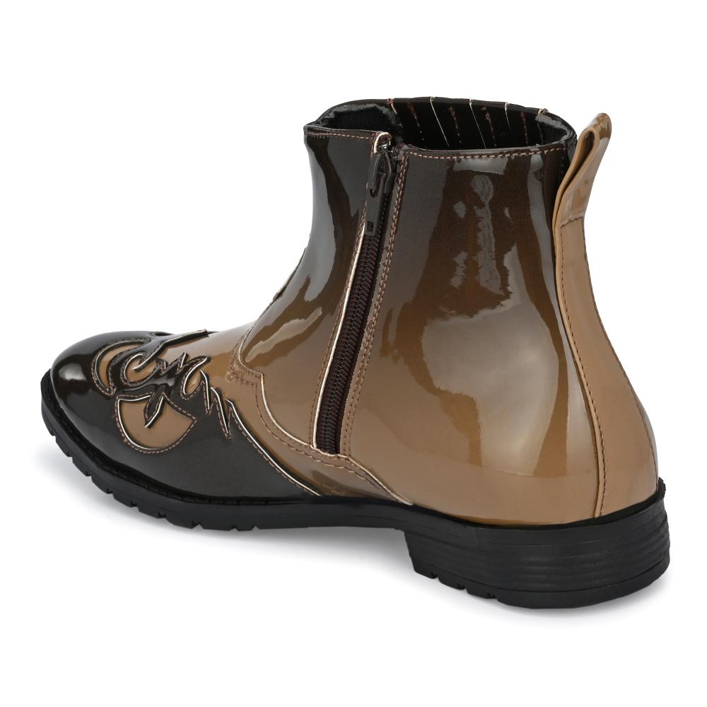 Vellinto THE TAJ Men Boots ll Casual Shoes For Men ll Latest Patent Leather Boots for Men