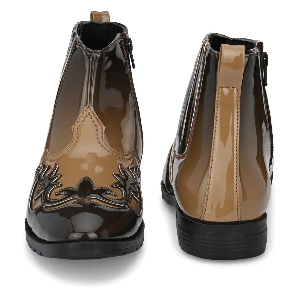 Vellinto THE TAJ Men Boots ll Casual Shoes For Men ll Latest Patent Leather Boots for Men