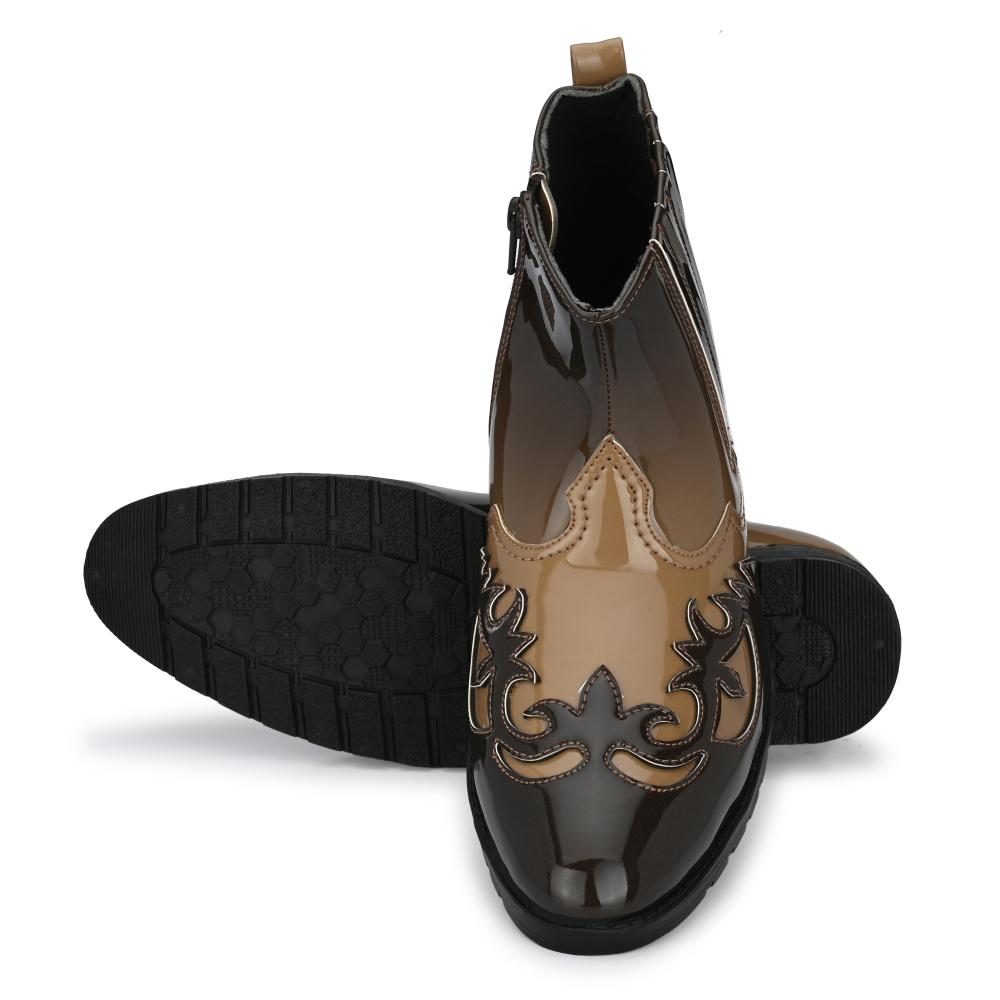 Vellinto THE TAJ Men Boots ll Casual Shoes For Men ll Latest Patent Leather Boots for Men