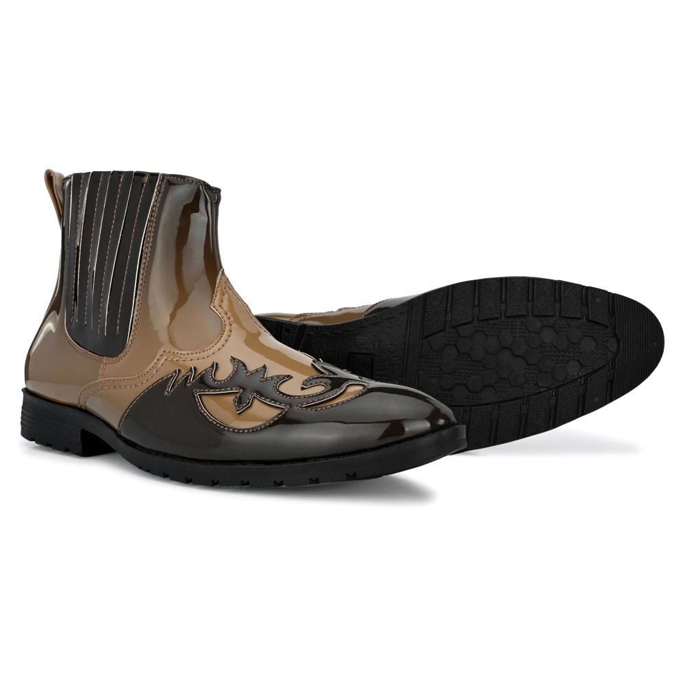 Vellinto THE TAJ Men Boots ll Casual Shoes For Men ll Latest Patent Leather Boots for Men