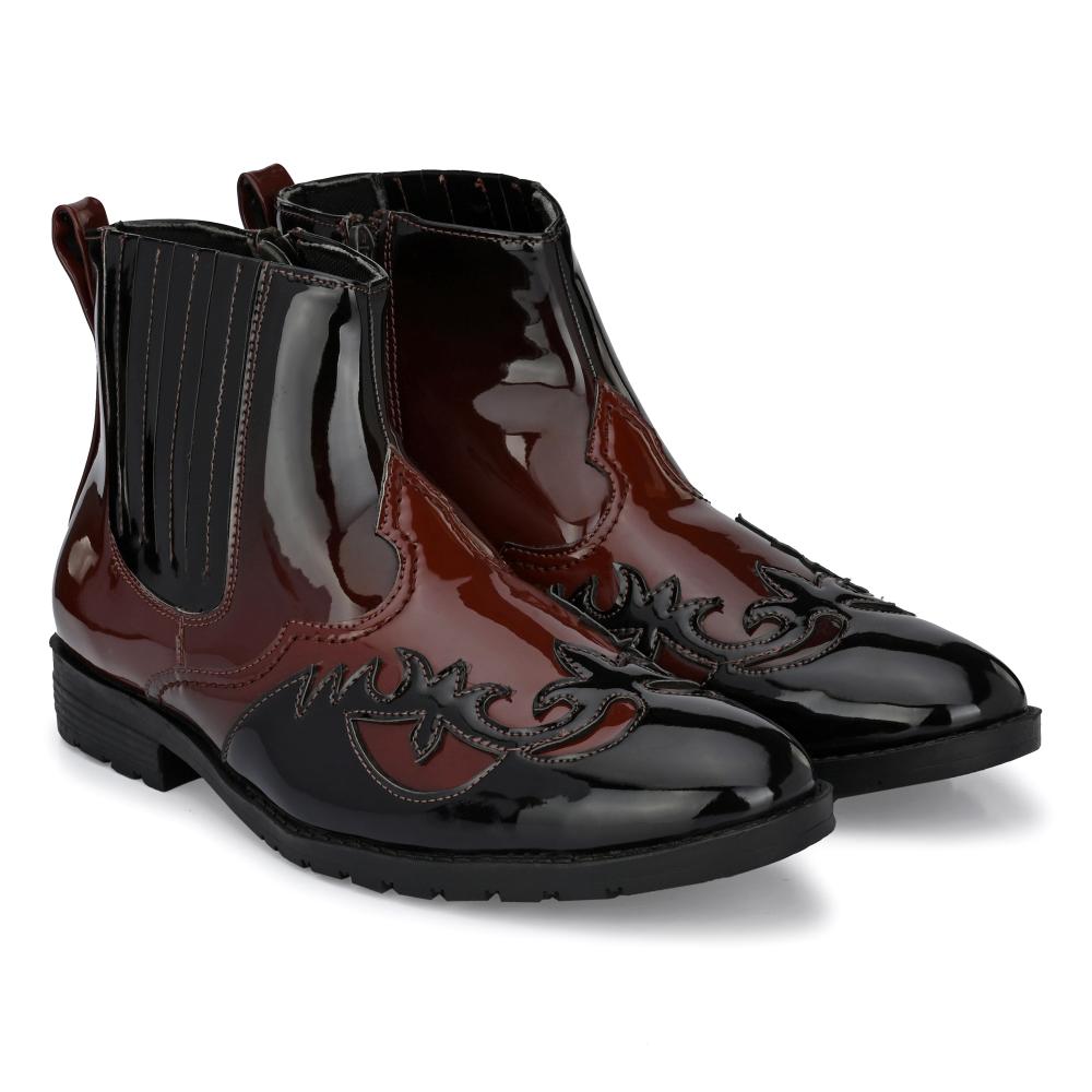 Vellinto THE TAJ Men Boots ll Casual Shoes For Men ll Latest Patent Leather Boots for Men