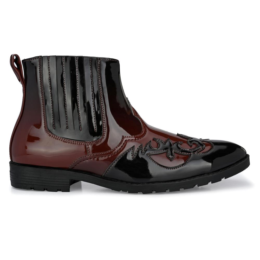 Vellinto THE TAJ Men Boots ll Casual Shoes For Men ll Latest Patent Leather Boots for Men