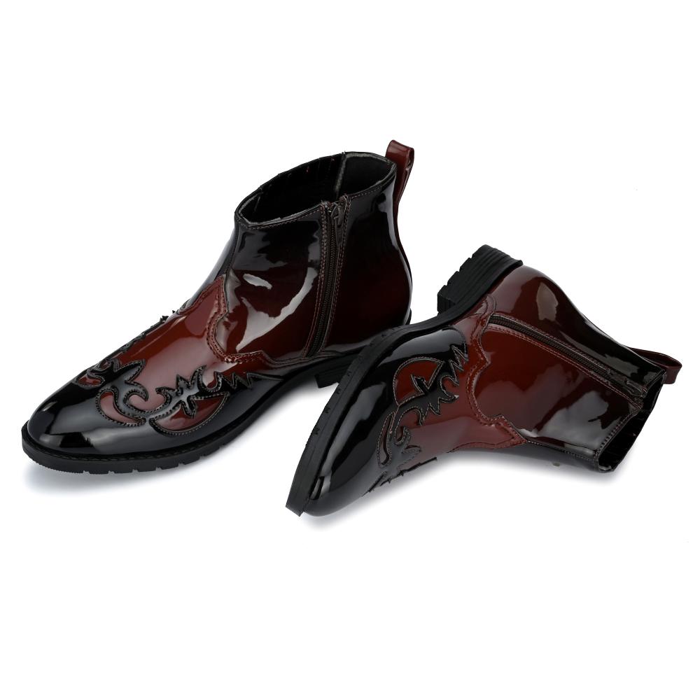 Vellinto THE TAJ Men Boots ll Casual Shoes For Men ll Latest Patent Leather Boots for Men