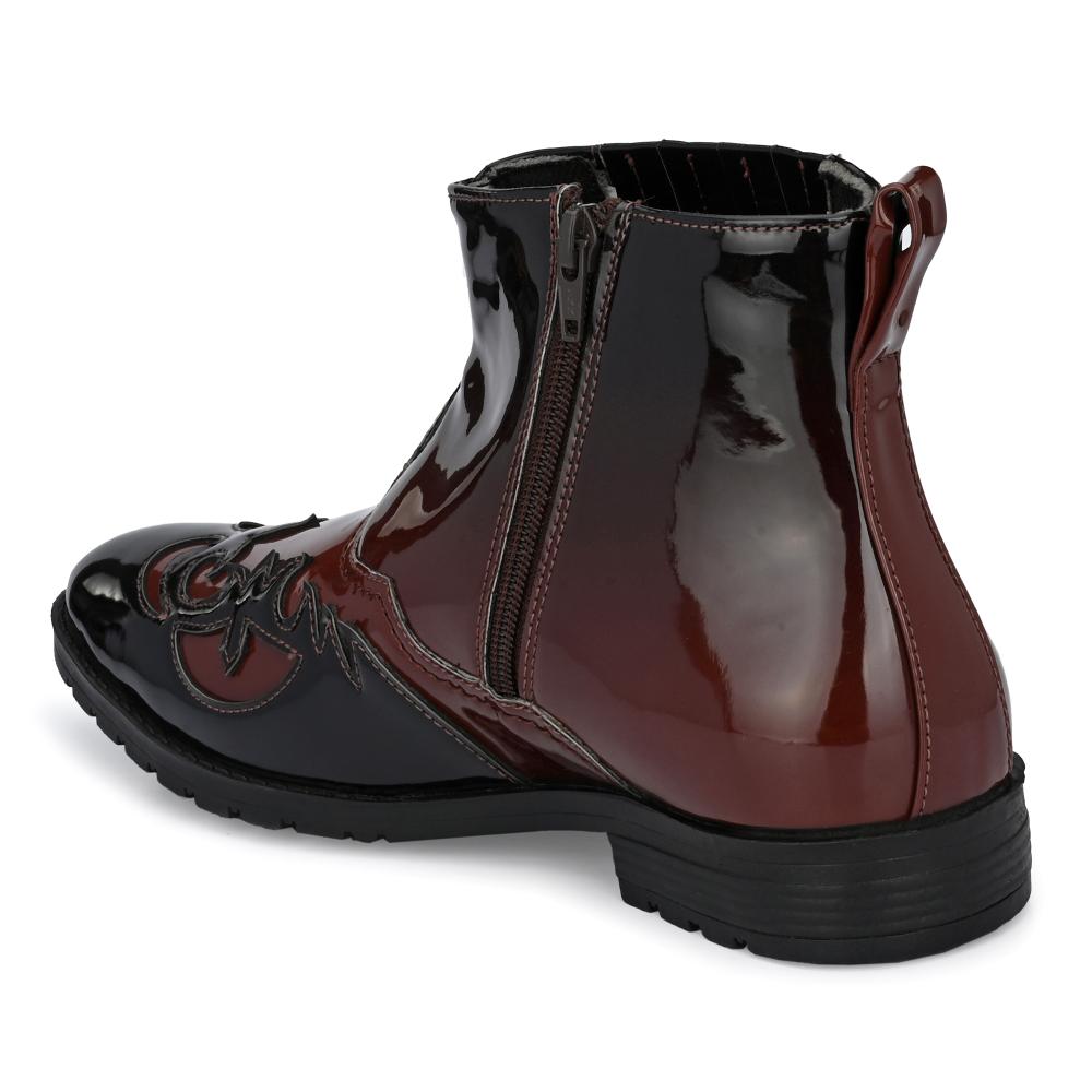 Vellinto THE TAJ Men Boots ll Casual Shoes For Men ll Latest Patent Leather Boots for Men