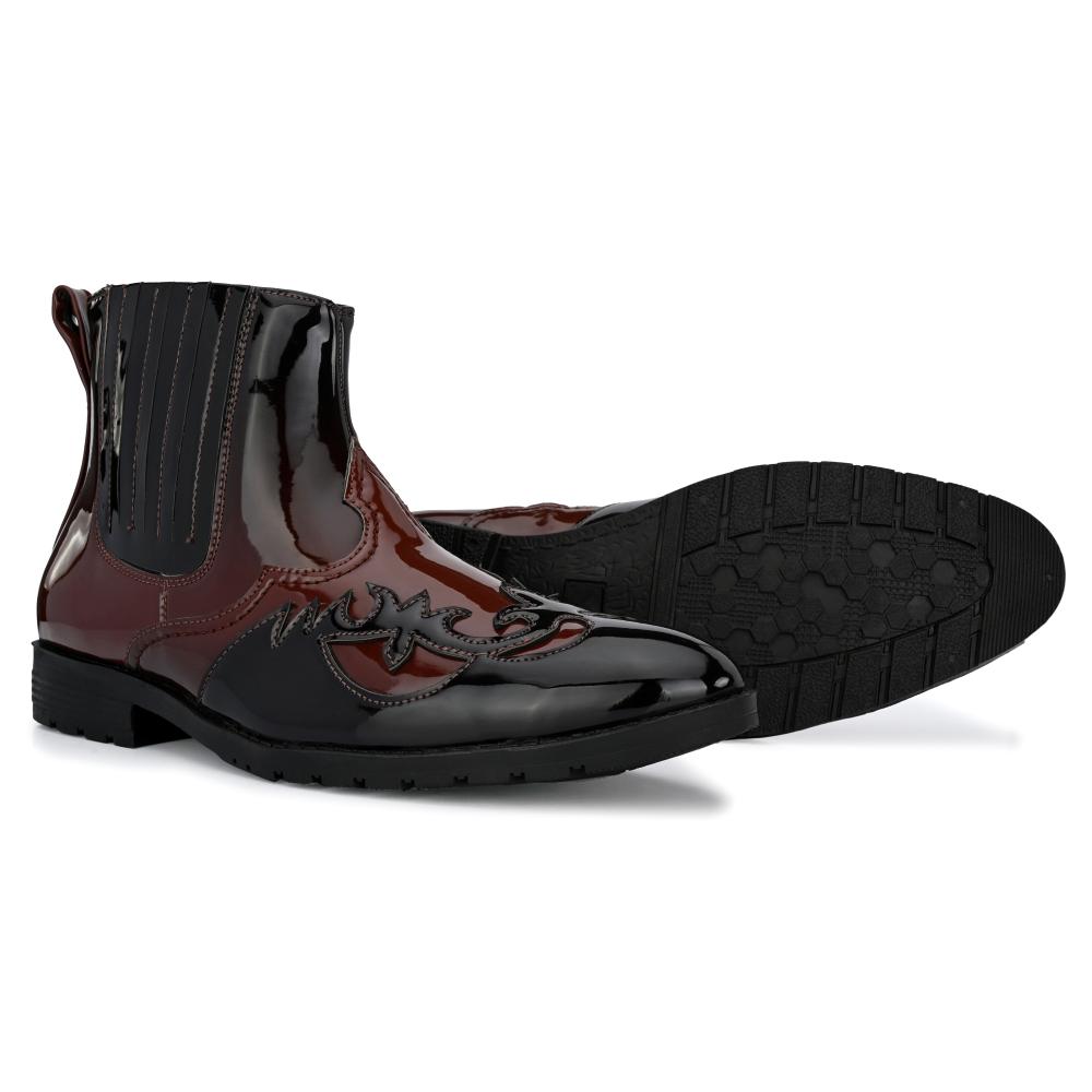 Vellinto THE TAJ Men Boots ll Casual Shoes For Men ll Latest Patent Leather Boots for Men
