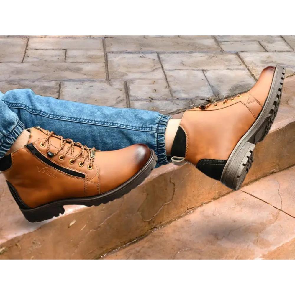 Vellinto ETERNITY Royal Look Zipper Boots For Men ll Casual Shoes For Men ll Latest Synthetic Leather Boots for Men