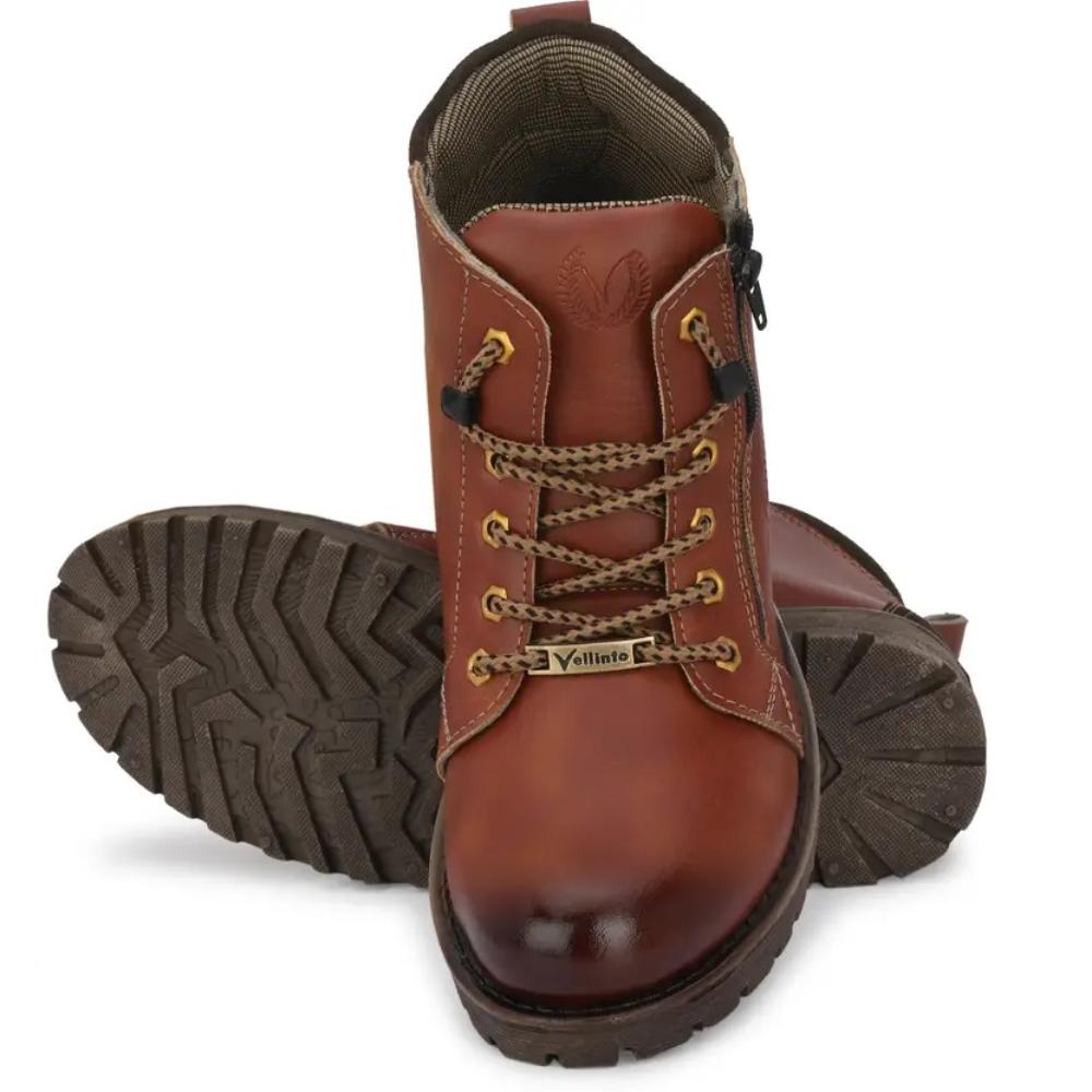 Vellinto ETERNITY Royal Look Zipper Boots For Men ll Casual Shoes For Men ll Latest Synthetic Leather Boots for Men