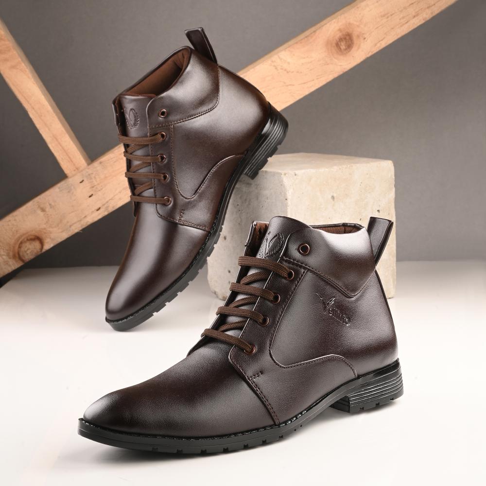 Vellinto HOWARD Casual Boots For Men ll Synthetic Leather Formal Shoes For Men