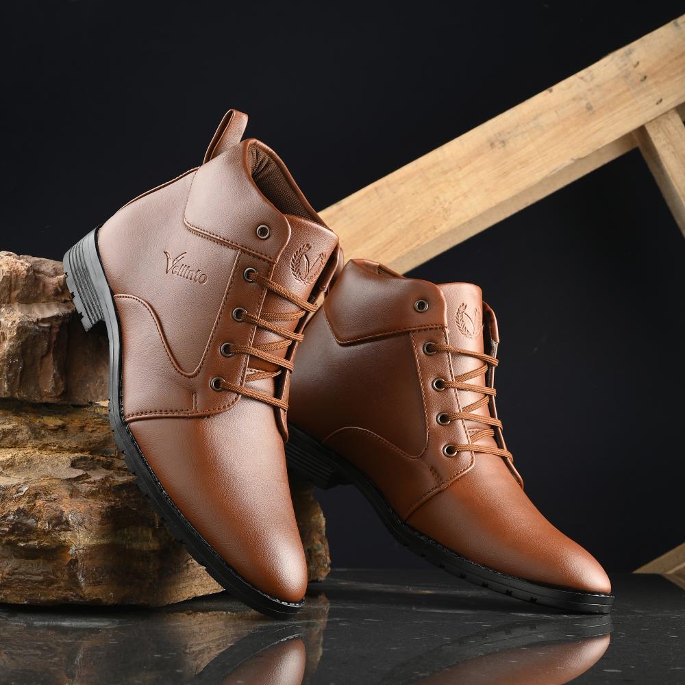 Vellinto HOWARD Casual Boots For Men ll Synthetic Leather Formal Shoes For Men