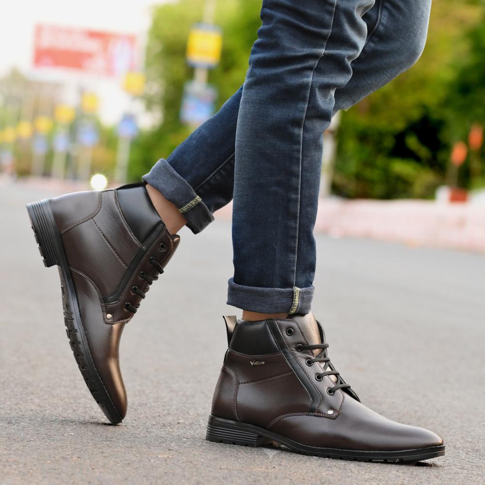 Vellinto LEE-GRAIN Casual Mid-Ankle Synthetic Leather Boots For Men