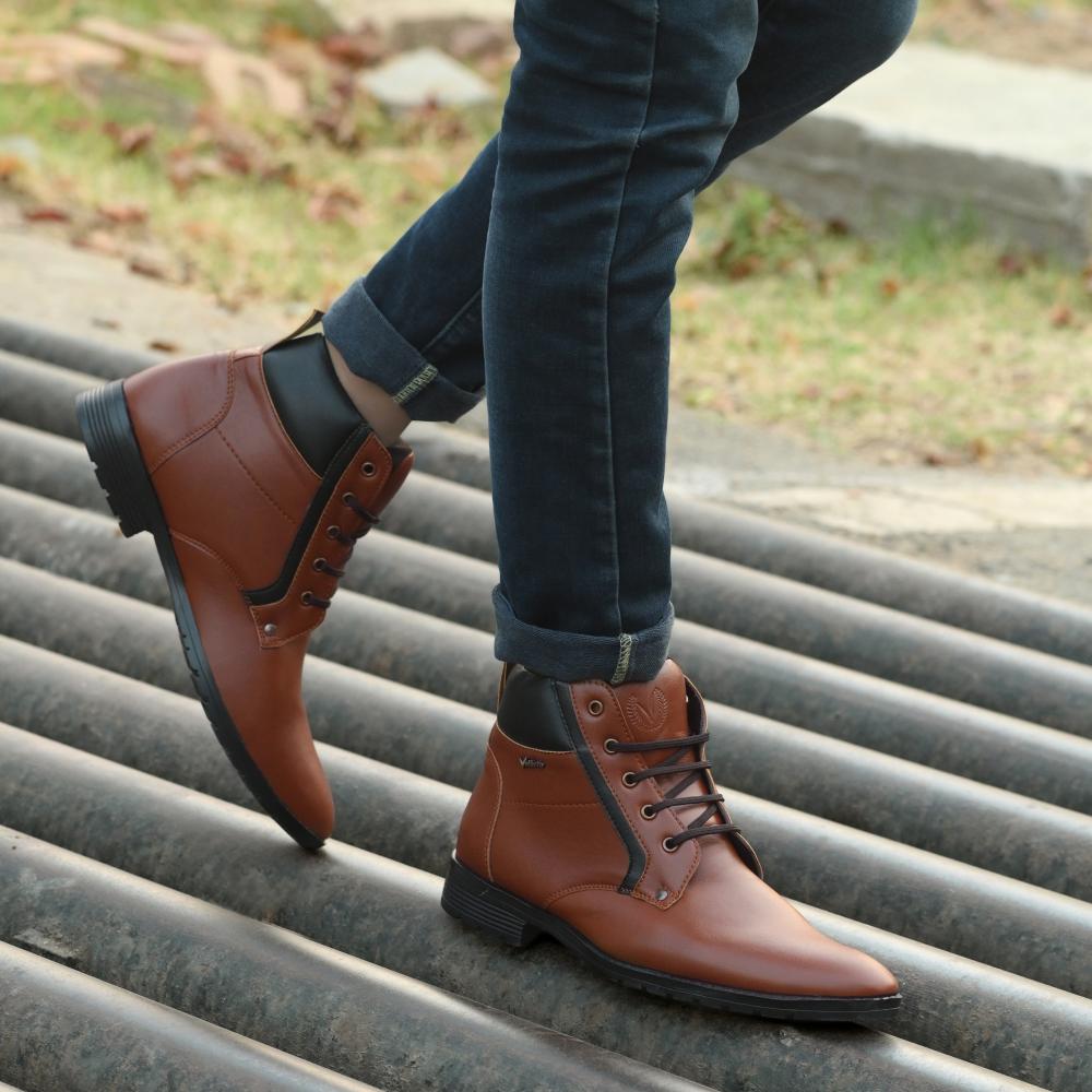 Vellinto LEE-GRAIN Casual Mid-Ankle Synthetic Leather Boots For Men