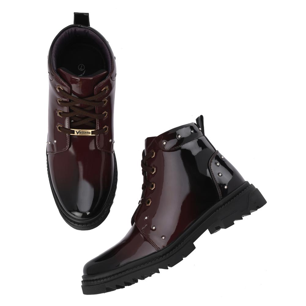 Vellinto SWIFT Royal Party Wear ll Casual ll Latest Patent Leather Boots for Men