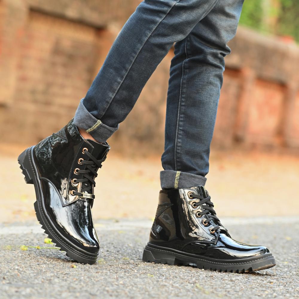 Vellinto SOVEREIGN Royal Party Wear ll Casual ll Latest Patent Leather Boots for Men