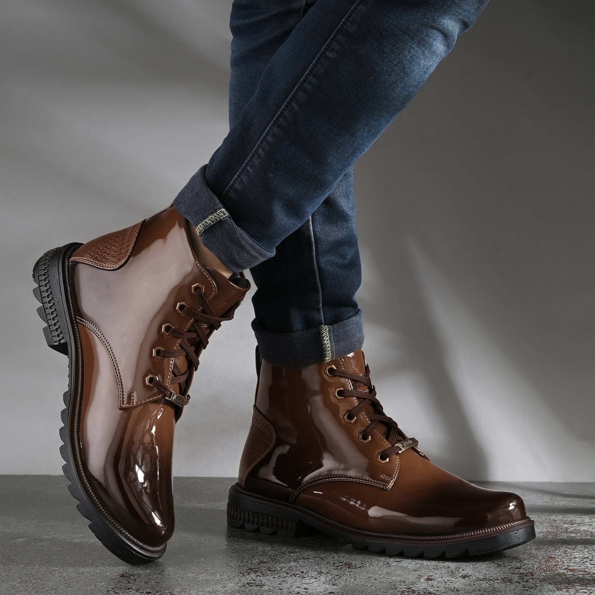 Vellinto VIROLA Royal Party Wear ll Casual ll Latest Patent Leather Boots for Men